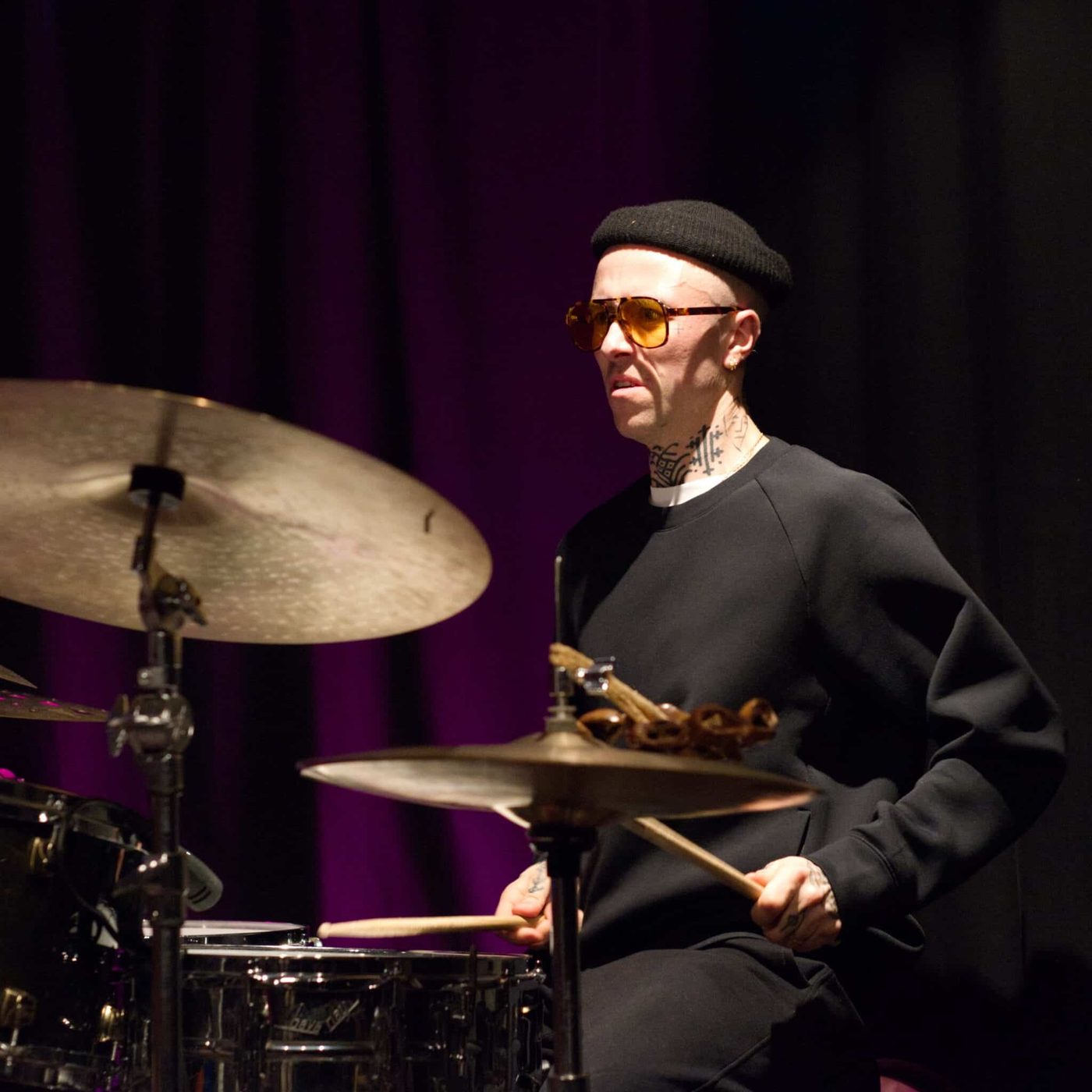 Drummer on stage with Jackson Mathod